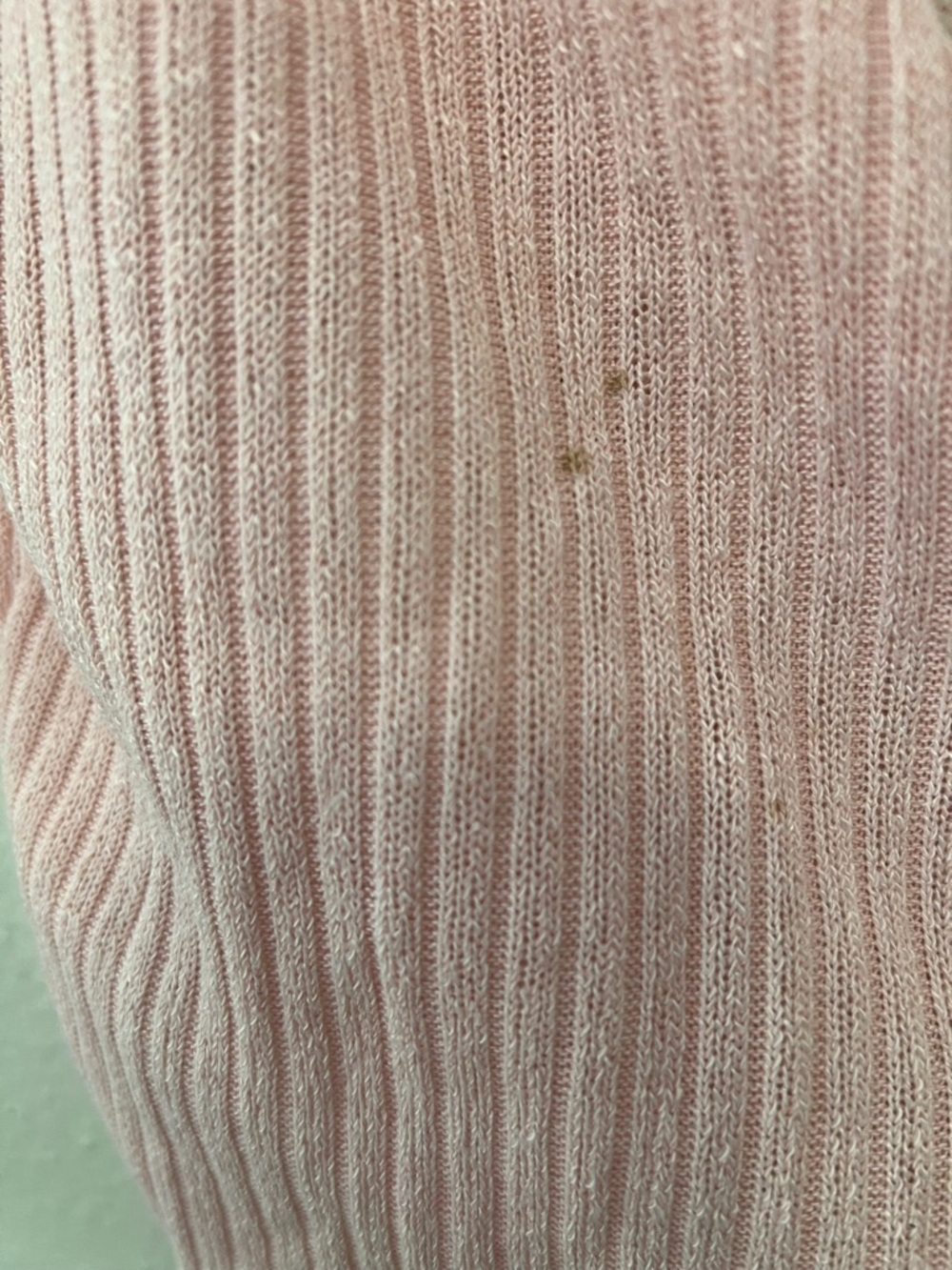 Pink Ribbed Lace Trim Crop Top Button Front Coquette Style Size L - Picture 7 of 8